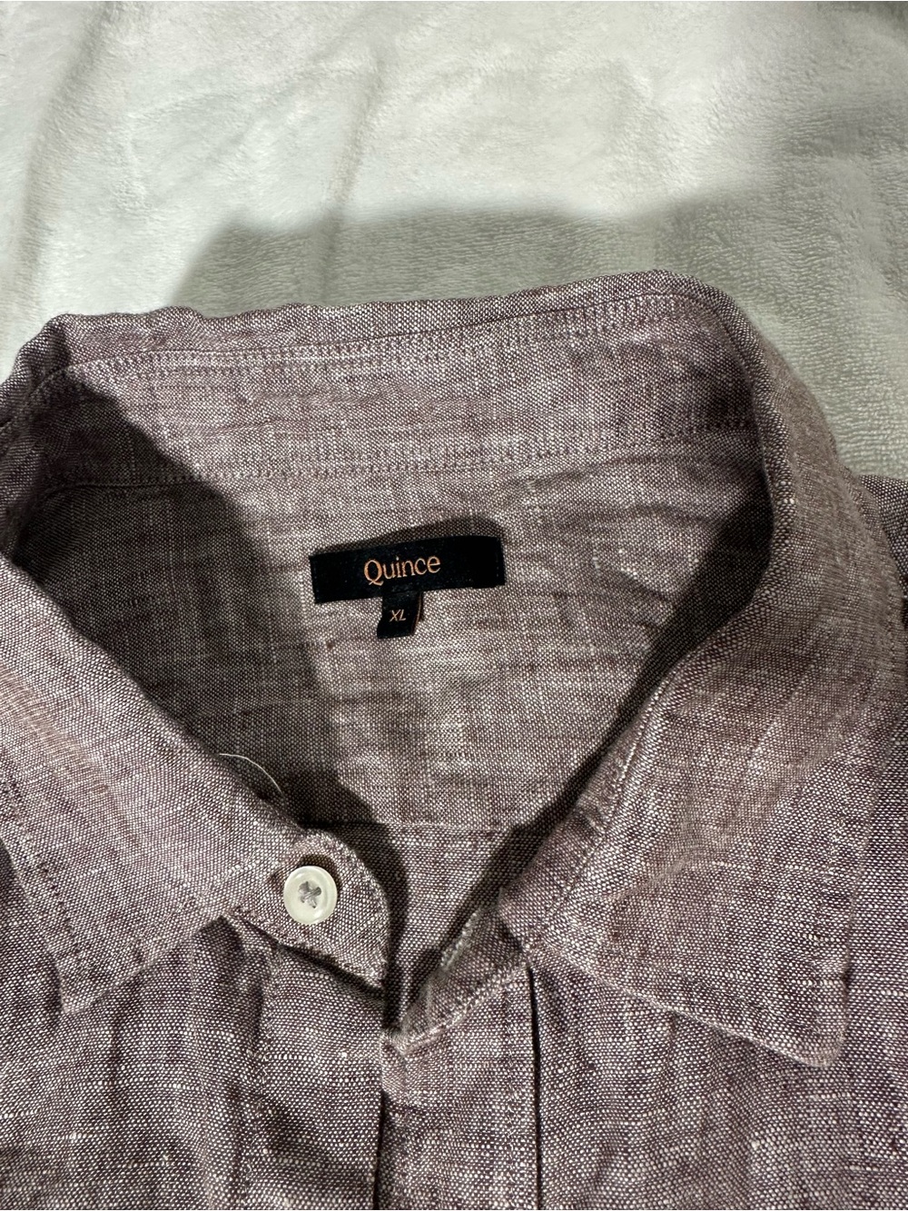 Quince Men's Linen Button-Down Shirt in Mauve size XL